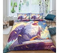 JQZXKNHPRS Eagle Jouant Piano Parure de Lit 3 pièces Microfibre Hypoallergique Imprimé en 3D Léger Fantaisie Cartoon Linge de Lit avec Fermeture Éclair Confortable for Adulte Super King（260x220cm）