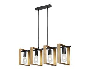 JR BRO Lámpara de techo colgante industrial de 4 luces,con marco de madera y metal negro,estilo vintage moderno,compatible con bombillas E27,para isla de cocina,comedor,salón(Couleur du bois Noir)