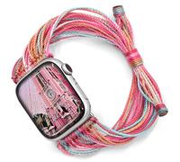 JR.DM Bracelet de montre bohème, compatible avec Apple Watch 8/SE/7/6/5/4/3/2/1 38 mm, 42 mm, 45 mm pour filles et femmes, 40 mm, cadeau de Noël, bracelets faits à la main, art hippie (Sakura)