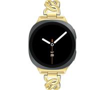 JR.DM Bracelet en métal doré pour femme compatible avec Samsung Galaxy Watch 8 40 mm 44 mm / 8 Classic 46 mm - Réglable - Cowboy - Double chaîne - Bijou tendance pour Galaxy Watch 8/8 Classic, No