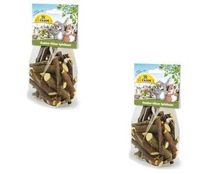 JR FARM Bâtonnets à Mâcher en Bois de Pommier | Pack Double | 2 x 100 g | Snack pour Lapins Nains et rongeurs | Peut favoriser l'usure des Dents | Peut contribuer à Une Occupation bénéfique