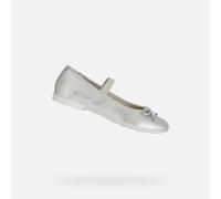 Geox Jr Plie' D Ballet Flat, argenté, 24 EU