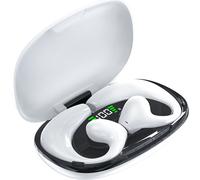 JR02 Oreillette sans fil Bluetooth, marche sportive, réduction du bruit, longue durée de vie de la batterie, blanc