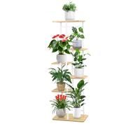 Jradse 6 Niveaux Support pour Plantes, Multiple Étagère Metal Présentoire de Jardin Étagère D'angle en Bois Interieur Support Pot de Fleur Décoratif Présentoir pour Salon Balcon