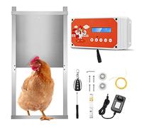 Jradse Porte de Poulailler Automatique avec Minuterie & Télécommande, Système d'Ouvre-Porte IP65 Étanche avec Porte Aluminium pour Poules, Canards, Oiseaux - Alimentation sur Pile ou Solaire