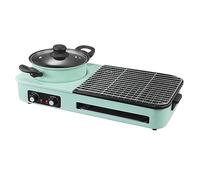 Jrameoy Machine Tout-en-Un pour rôtir et Frire Shabu Contrôle indépendant de la température Grille électrique antiadhésive pour 2 à 4 Personnes (Green)