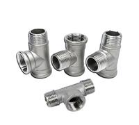 JRBJWYVV 304 Stainless Steel Male to Femlae Fitting 3/4" inch FFM FMF MMF MFM 3 Ways Tee Type Water Pipe SS304 Joint Connector(MFM)
