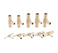 JRBJWYVV 5pcs Fit for Hose I/D 3mm 4mm 5mm 6mm 8mm 10mm 12mm 14mm 16mm 19mm Hose Tee 3 Way Brass Coupler Splicer Connector Fittings(19mm)