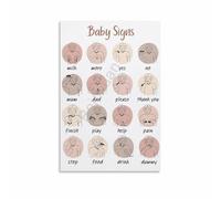 JRBJWYVV ASL for Babies Poster: First Sign Language Words & Guide, Canvas Wall-Art for Nursery, Preschool, Home Decor(Framed,08x12inch(20x30cm))