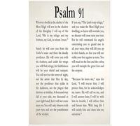 JRBJWYVV Encouraging Scripture Wall-Art, Psalm 91 He Who Dwells In The Secret Place, Canvas Print for Christian Living Room(Framed,12x18inch(30x45cm))