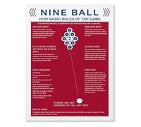 JRBJWYVV Nine Ball Rules Poster Billiards Game Guide Educational Canvas Wall-Art for Home Bar(Framed,08x12inch(20x30cm))