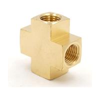 JRBJWYVV Raccord de Tuyau en Laiton à 4 Voies, Croix Femelle 1/4" NPT, connecteur for Eau, gaz, Huile, Carburant