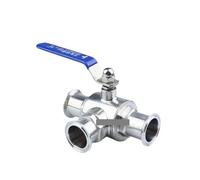 JRBJWYVV SS304 Pipe OD 76MM Stainless Steel 3 Way Ball Valve T Port Ferrule Type 91mm Tri Clamp