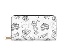 JRBWTDBW Afternoon Tea Long portefeuille en similicuir chic et élégant pour femme moderne avec porte-cartes et poches de rangement, sac à main durable pour voyage quotidien, blanc, Taille unique