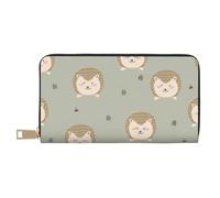 JRBWTDBW Beaucoup de hérissons Long portefeuille en similicuir chic et élégant pour femme moderne Grande capacité Porte-cartes et poches de rangement Sac à main durable pour voyage quotidien, blanc,