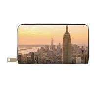 JRBWTDBW Empire State Building Long portefeuille en similicuir chic et élégant pour femmes modernes avec porte-cartes et poches de rangement, sac à main durable pour voyage quotidien, blanc, Taille