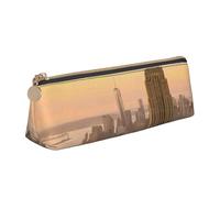 JRBWTDBW Empire State Building - Trousse à crayons fine en cuir avec fermeture éclair métallique pour étudiant, bureau, collège, blanc, Taille unique, Ensemble cartable