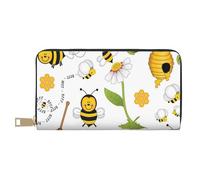 JRBWTDBW Flying Bees Portefeuille long en similicuir chic et élégant pour femme moderne avec porte-cartes et poches de rangement, sac à main durable pour voyage quotidien, blanc, Taille unique