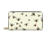 JRBWTDBW Honey Bee Long portefeuille en similicuir chic et élégant pour femme moderne avec porte-cartes et poches de rangement, sac à main durable pour voyage quotidien, blanc, Taille unique