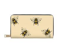 JRBWTDBW Honey Bee Long portefeuille en similicuir chic et élégant pour femme moderne avec porte-cartes et poches de rangement, sac à main durable pour voyage quotidien, blanc, Taille unique