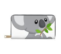 JRBWTDBW Koala Eat Leaf Long portefeuille en similicuir chic et élégant pour femme moderne avec porte-cartes et poches de rangement, sac à main durable pour voyage quotidien, blanc, Taille unique