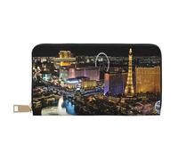 JRBWTDBW Las Vegas Night View Long portefeuille en similicuir chic et élégant pour femme moderne avec porte-cartes et poches de rangement, sac à main durable pour voyage quotidien, blanc, Taille