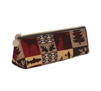 JRBWTDBW Lodge Bear Trousse à crayons fine en cuir avec fermeture éclair métallique pour étudiant, bureau, collège, blanc, Taille unique, Ensemble cartable