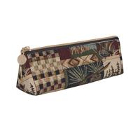 JRBWTDBW Lodge Bear Trousse à crayons fine en cuir de cerf avec poche zippée métallique pour étudiant, bureau, collège, blanc, Taille unique, Ensemble cartable