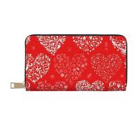 JRBWTDBW Love and Red Heart Long portefeuille en similicuir chic et élégant pour femme moderne avec porte-cartes et poches de rangement, sac à main durable pour voyage quotidien, blanc, Taille unique