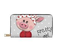 JRBWTDBW Pink Pig Long portefeuille en similicuir chic et élégant pour femme moderne, grande capacité, porte-cartes et poches de rangement, sac à main durable pour voyage quotidien, blanc, Taille