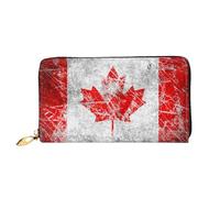 JRBWTDBW Portefeuille en cuir pour femme avec motif drapeau du Canada - Porte-cartes de grande capacité avec plusieurs emplacements pour cartes - Long sac à main pour femme avec compartiment à