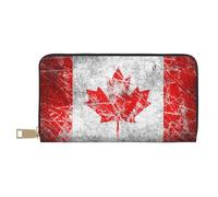 JRBWTDBW Portefeuille long en similicuir avec motif drapeau du Canada - Chic et élégant - Portefeuille pour femme moderne - Grande capacité - Porte-cartes et poches de rangement - Sac à main durable