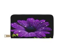 JRBWTDBW Purple Daisy Long portefeuille en similicuir chic et élégant pour femme moderne, grande capacité, porte-cartes et poches de rangement, sac à main durable pour voyage quotidien, blanc, Taille