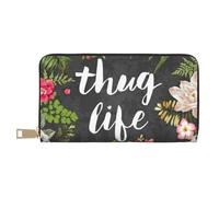 JRBWTDBW Thug Life Portefeuille long en similicuir avec motif floral pour femme moderne, grande capacité, porte-cartes et poches de rangement, sac à main durable pour voyage quotidien, blanc, Taille