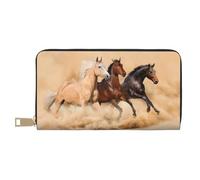 JRBWTDBW Trois chevaux qui courent - Longue pochette en similicuir chic et élégant - Portefeuille pour femme moderne - Grande capacité - Porte-cartes et poches de rangement - Sac à main durable pour