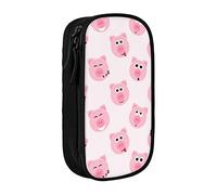 JRBWTDBW Trousse à crayons amusante en forme de visage de cochon rose pour étudiants, filles, garçons, grande capacité pour adultes, trousse à crayons multifonction simple et durable, Noir , Taille