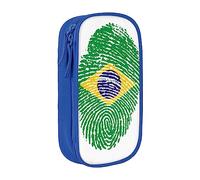 JRBWTDBW Trousse à crayons Brésil pour étudiants, filles, garçons, grande capacité, trousse à crayons pour adultes, trousse à crayons multifonction simple et durable, bleu, Taille unique, Bagage à