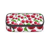 JRBWTDBW Trousse à crayons de grande capacité avec fermeture éclair lisse - Motif cerises rouges - Pour fournitures scolaires et de bureau, Noir , Taille unique, Sac à dos enfant