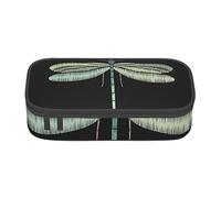 JRBWTDBW Trousse à crayons de grande capacité avec fermeture éclair lisse - Motif libellule - Noire - Grande capacité - Pour fournitures scolaires et de bureau, Noir , Taille unique, Sac à dos enfant