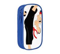 JRBWTDBW Trousse à crayons de karaté de dessin animé pour étudiants, filles, garçons, grande capacité pour adultes, trousse à crayons, organiseur de bureau, simple et durable, bleu, Taille unique,