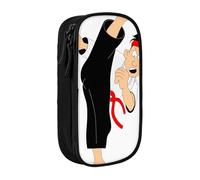 JRBWTDBW Trousse à crayons de karaté de dessin animé pour étudiants, filles, garçons, grande capacité pour adultes, trousse à crayons, organiseur de bureau, simple et durable, Noir , Taille unique,
