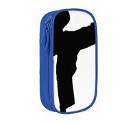 JRBWTDBW Trousse à crayons de karaté pour étudiants, filles, garçons, grande capacité, trousse à crayons pour adultes, trousse à crayons multifonctionnelle simple et durable, bleu, Taille unique,