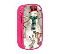 JRBWTDBW Trousse à crayons en forme de hibou debout sur un bonhomme de neige pour étudiants, filles, garçons, grande capacité pour adultes, trousse à crayons multifonctionnelle simple et durable,