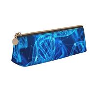 JRBWTDBW Trousse à crayons fine en cuir avec chaîne DNA avec fermeture éclair métallique pour étudiant, bureau, collège, blanc, Taille unique, Ensemble cartable