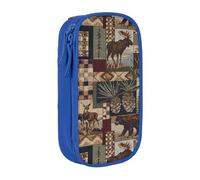 JRBWTDBW Trousse à crayons Lodge Bear Cerf pour étudiants, filles, garçons, grande capacité pour adultes, trousse à crayons multifonction simple et durable, bleu, Taille unique, Bagage à main