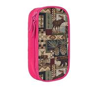 JRBWTDBW Trousse à crayons Lodge Bear Cerf pour étudiants, filles, garçons, grande capacité pour adultes, trousse à crayons multifonction simple et durable, rose, Taille unique, Bagage à main