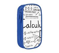 JRBWTDBW Trousse à crayons mathématiques géométriques geek calculus pour étudiants, filles, garçons, grande capacité, trousse à crayons pour adultes, organiseur de bureau, simple et durable, bleu,