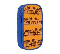 JRBWTDBW Trousse à crayons motif animaux africains pour étudiants, filles, garçons, grande capacité, trousse à crayons pour adultes, trousse à crayons multifonctionnelle simple et durable, bleu,