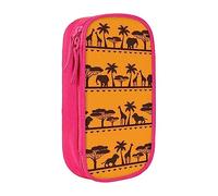 JRBWTDBW Trousse à crayons motif animaux africains pour étudiants, filles, garçons, grande capacité, trousse à crayons pour adultes, trousse à crayons multifonctionnelle simple et durable, rose,