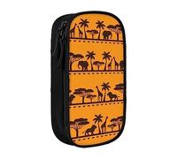 JRBWTDBW Trousse à crayons motif animaux africains pour étudiants, filles, garçons, grande capacité, trousse à crayons pour adultes, trousse à crayons multifonctionnelle simple et durable, Noir ,